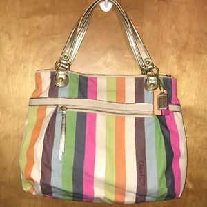 Coach Poppy Legacy Stripe Glam Tote